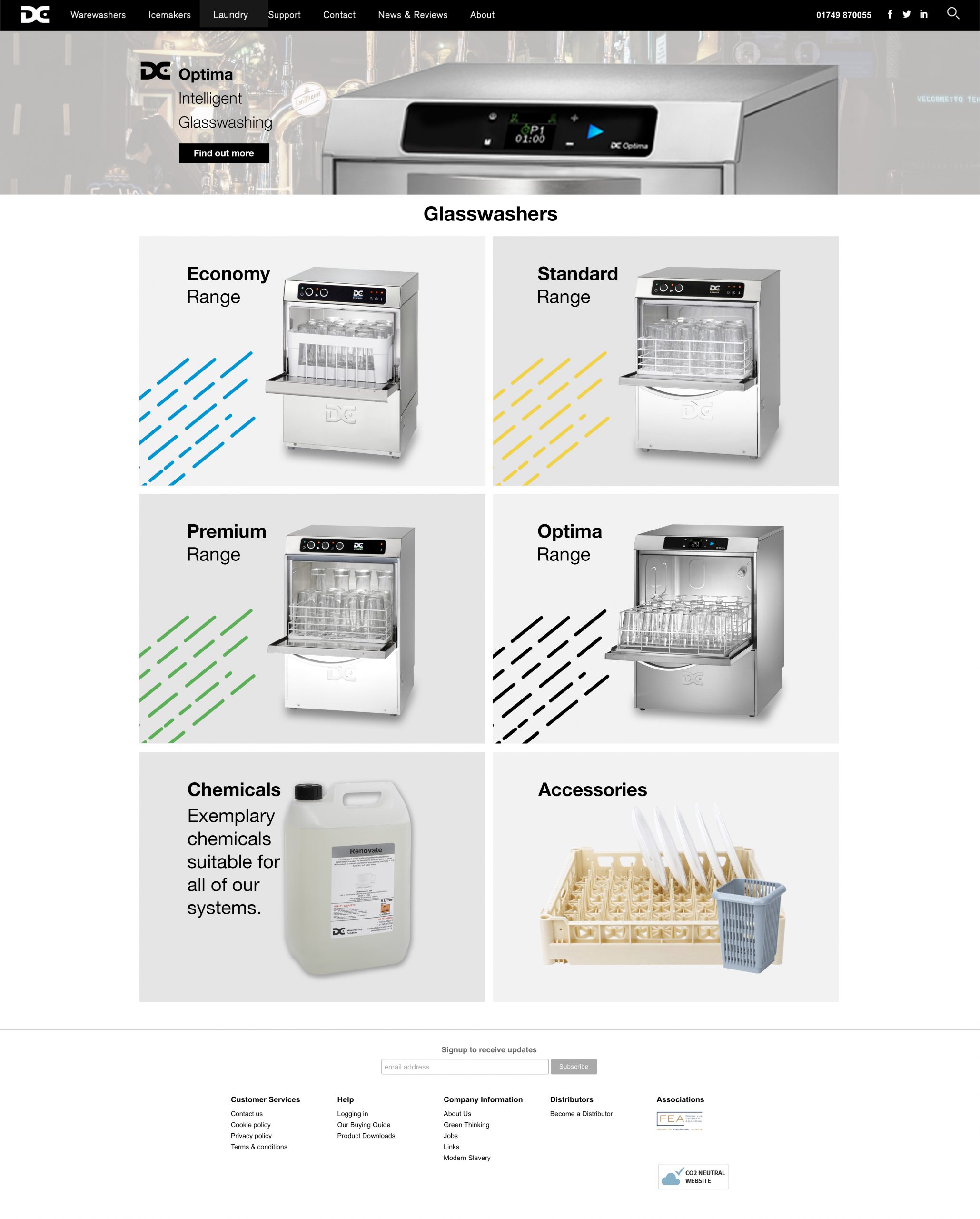 DC Products website redesign glasswashers page