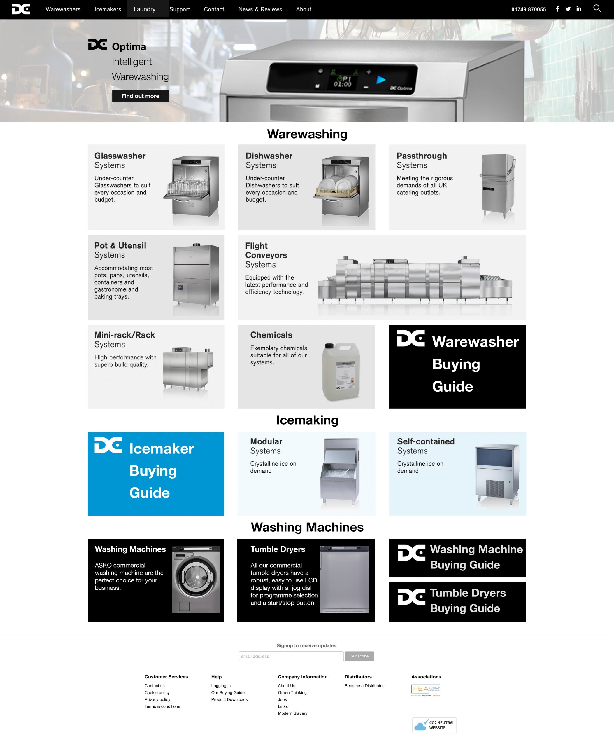 DC Products website redesign homepage