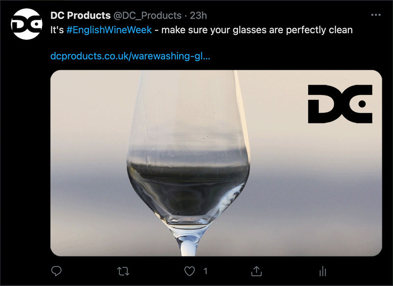 Gif showing wine being poured to recommend customers buy a glasswasher for English Wine Week