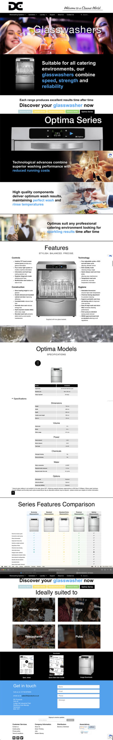 DC Products website redesign optima page